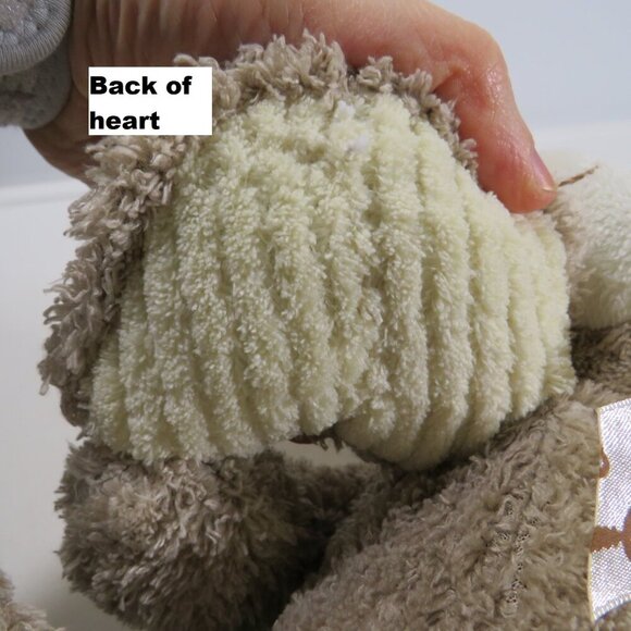 Taupe Teddy Bear with "Be Mine" Heart Terry Cloth type fabric 10" tall - Picture 8 of 11